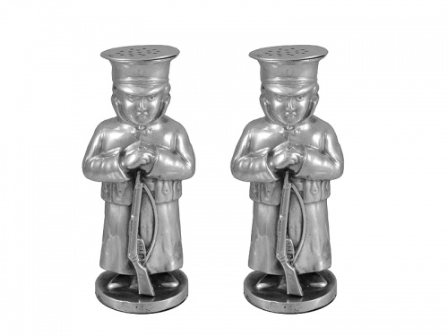 Pair Military Silver Pepper Pots 1909